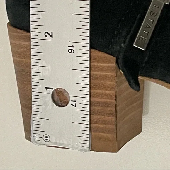 1.State Women's Black Pointed Strappy Ankle Bootie Suede Shoes blocked heel sz 6 - Picture 12 of 16